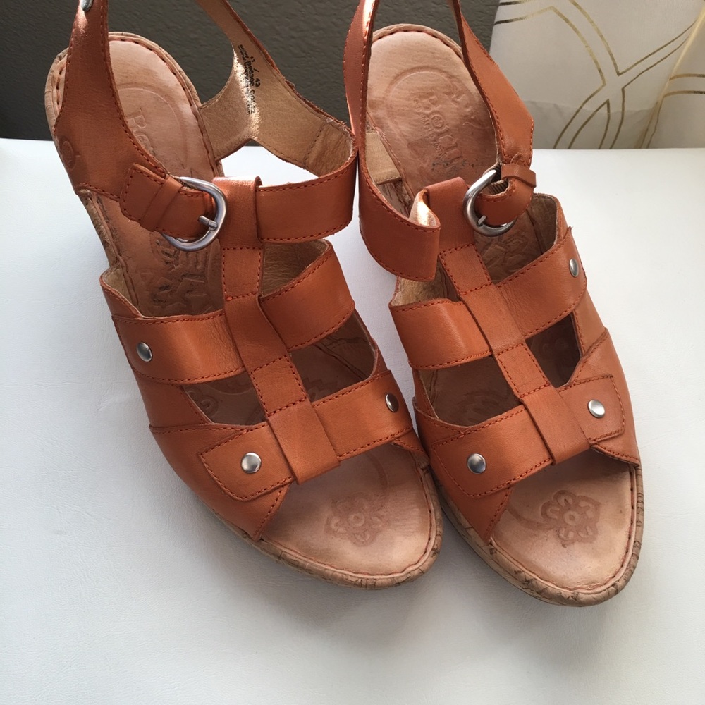 Born orange wedge sandal size 11